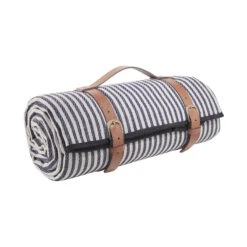 Picknickdecke Streifen L 150 X B 200cm WANDERLUST In Blau-Creme