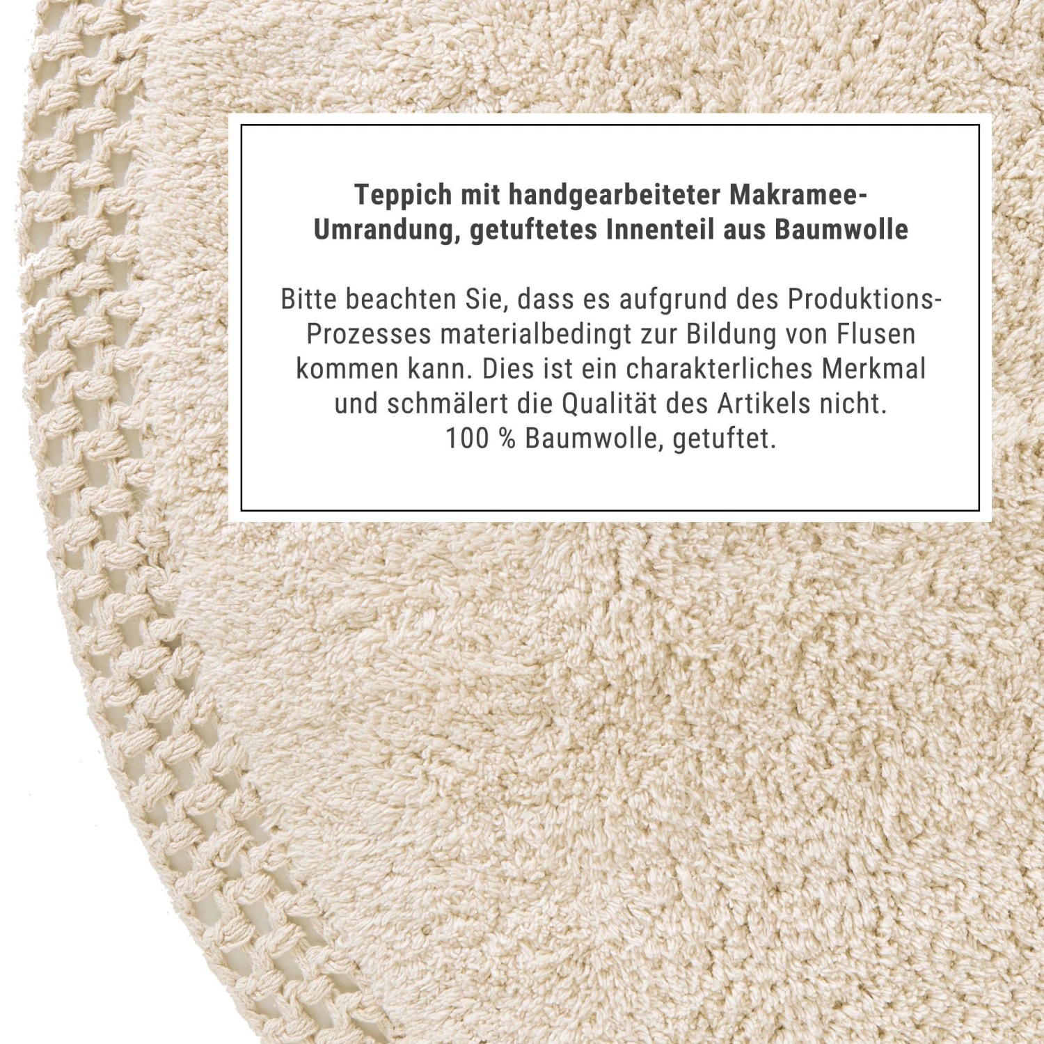 Teppich Hochflor Mit Makramé Ø120cm BOHO LOUNGE In Beige 3 Teppich Hochflor Mit Makramé Ø120cm BOHO LOUNGE In Beige – Bild 3